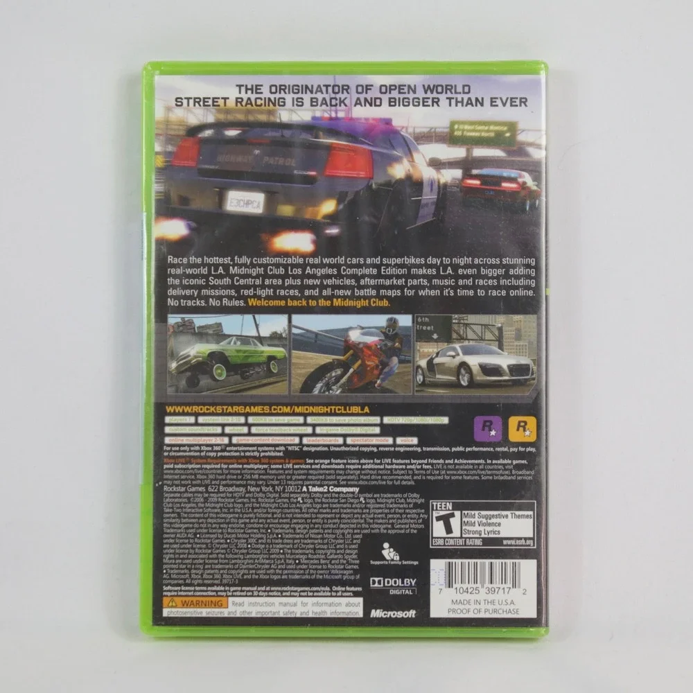 Midnight Club Los Angeles Complete Edition Platinum Hits New Sealed for Xbox 360